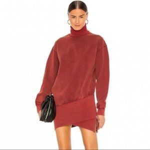 YOUNG FABULOUS AND BROKE Turtleneck Asymmetrical Sweater Side Zipper Dress Med